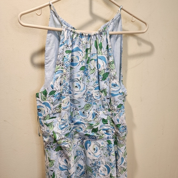 LOFT Women's Floral.Light Blue Cotton Midi Dress Size 12 - Picture 3 of 12